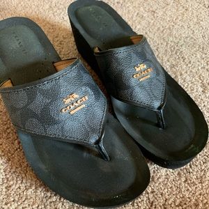 Y2k inspired Coach Thong heeled flip flops